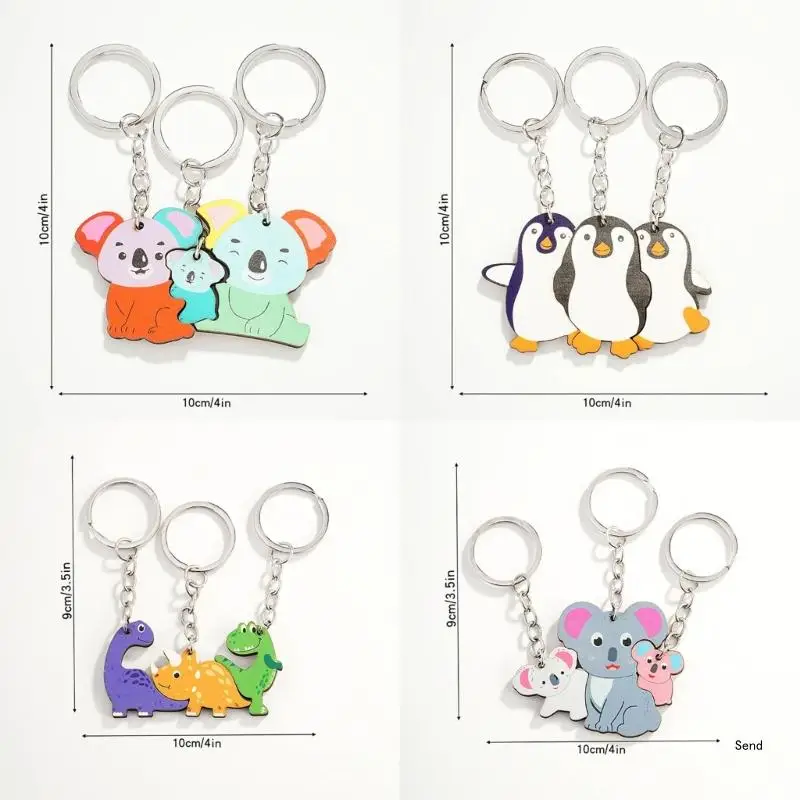 

3 PCS Animal Keychains Bag Pendants Set Family Keychains Set Alloy Material Perfect Present for Family Members