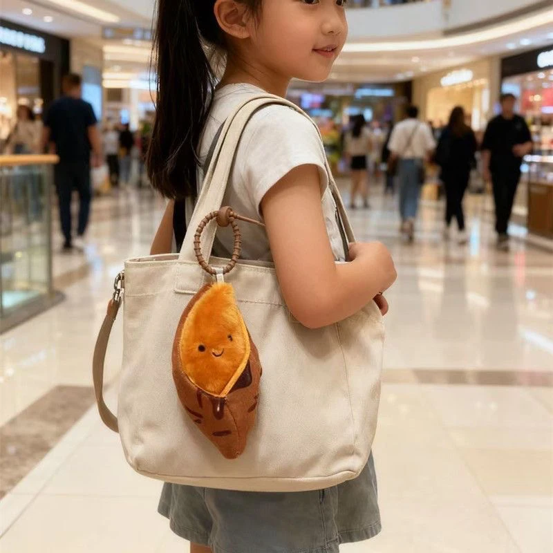 Kawaii Roasted Sweet Potato Keychain, Cute Plush Bag Charm for Girls, Soft Cartoon Pendant for Backpack & Gift