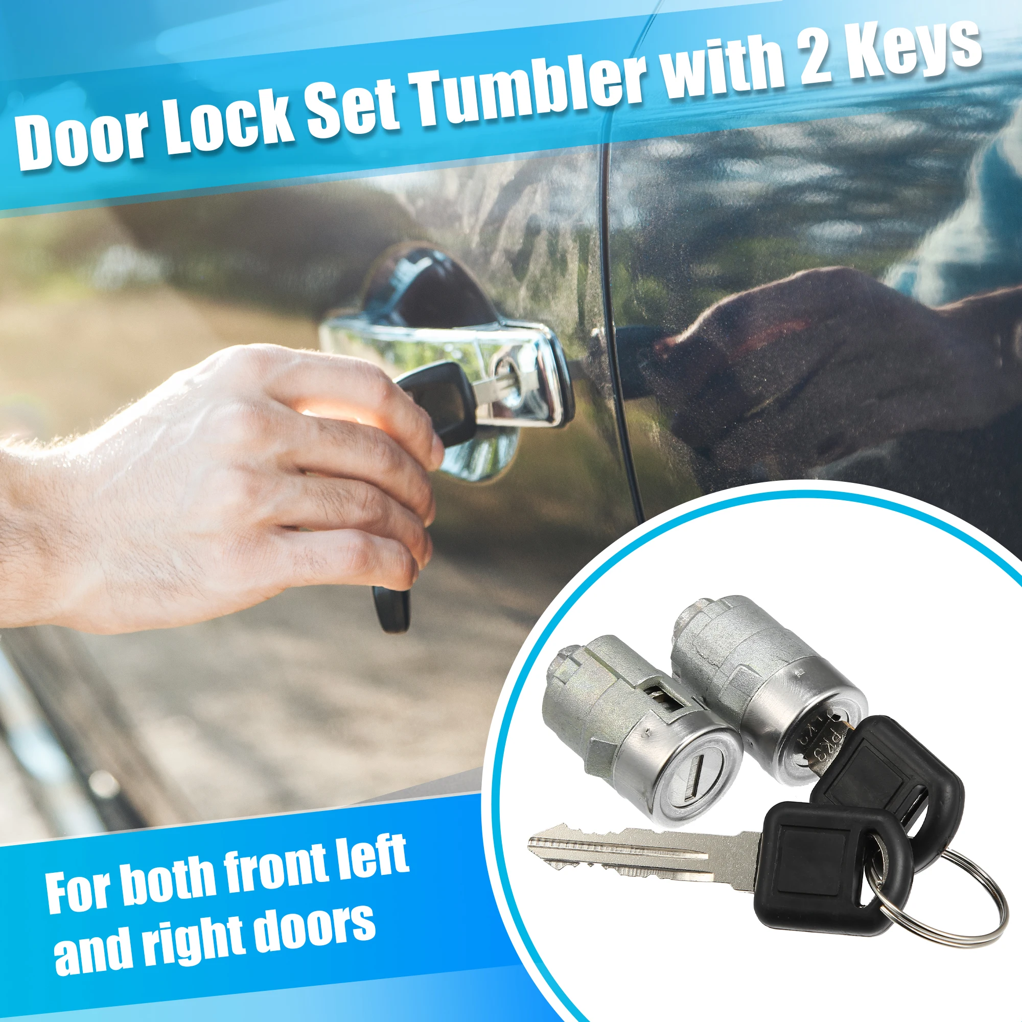 UXCELL 1 Set Door Lock Cylinder with 2 Keys 15298924 for Chevrolet Silverado Suburban Tahoe for GMC Sierra Yukon