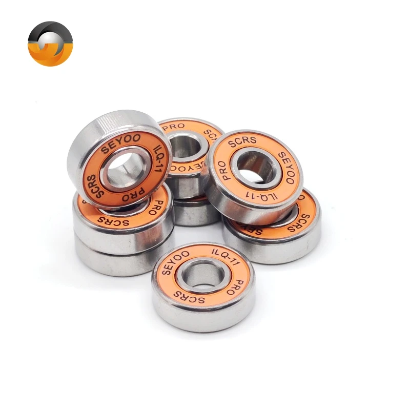 8Pcs Orange Sealed 608RS ILQ-11 8x22x7mm Bearing Durable Less Friction Steel Bearings For Skateboard Inline Skates Wheels