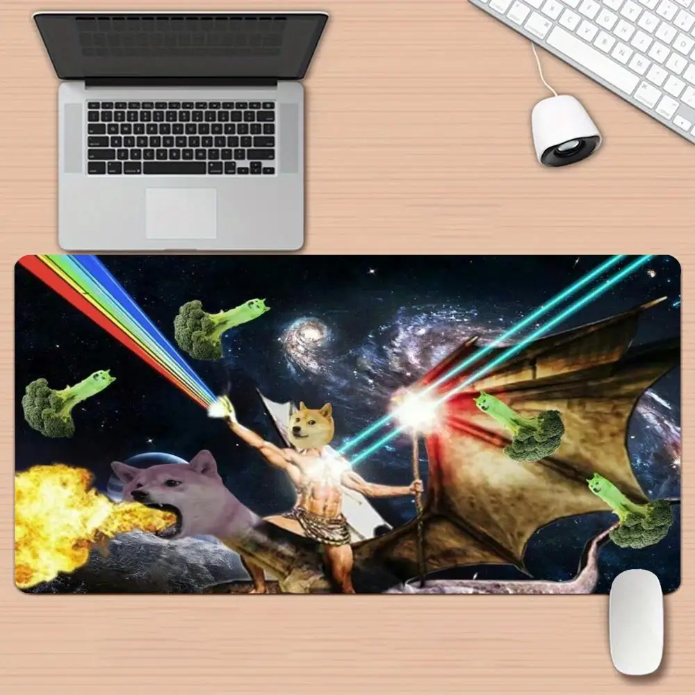 Psychedelic Meme Doge Universe large mouse pad desk pad rubber anti-slip edge locking office mat pc accessories gaming mats