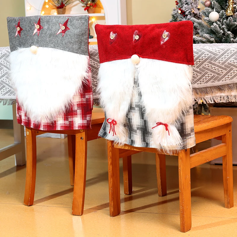 Christmas Chair Covers Santa Chair Slipcover Suit Xmas Chair Back Cover For Party Kitchen Decorations Holiday Room Chair Covers