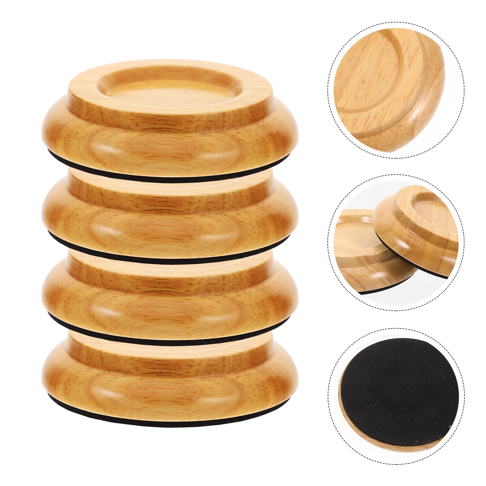 4 Pcs Piano Mat Foot Pads Wooden Caster Cups for Floor Protection Leg Protector