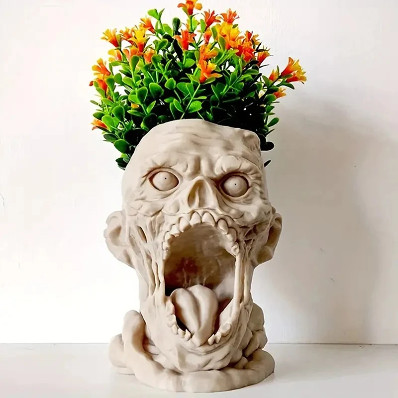 Scary Screaming Head Plant Pots Halloween Resin Solid Flower Pots Succulent Planter Home Garden Office Decoration Accessories