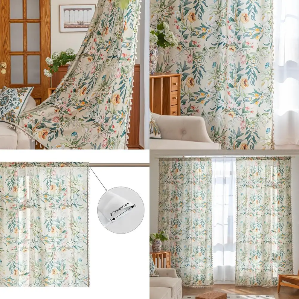 

Элегантные богемные цветочные шторы — во французском стиле кантри, длина 84, светофильтрация, карман для стержня для гостиной