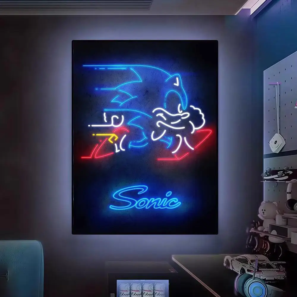 Cyberpunk-Neon-Stil S-Sonic Poster Moderne Ästhetische Wanddekoration Premium Raumdekoration Schlafzimmer Gaming-Setup – Detail 6