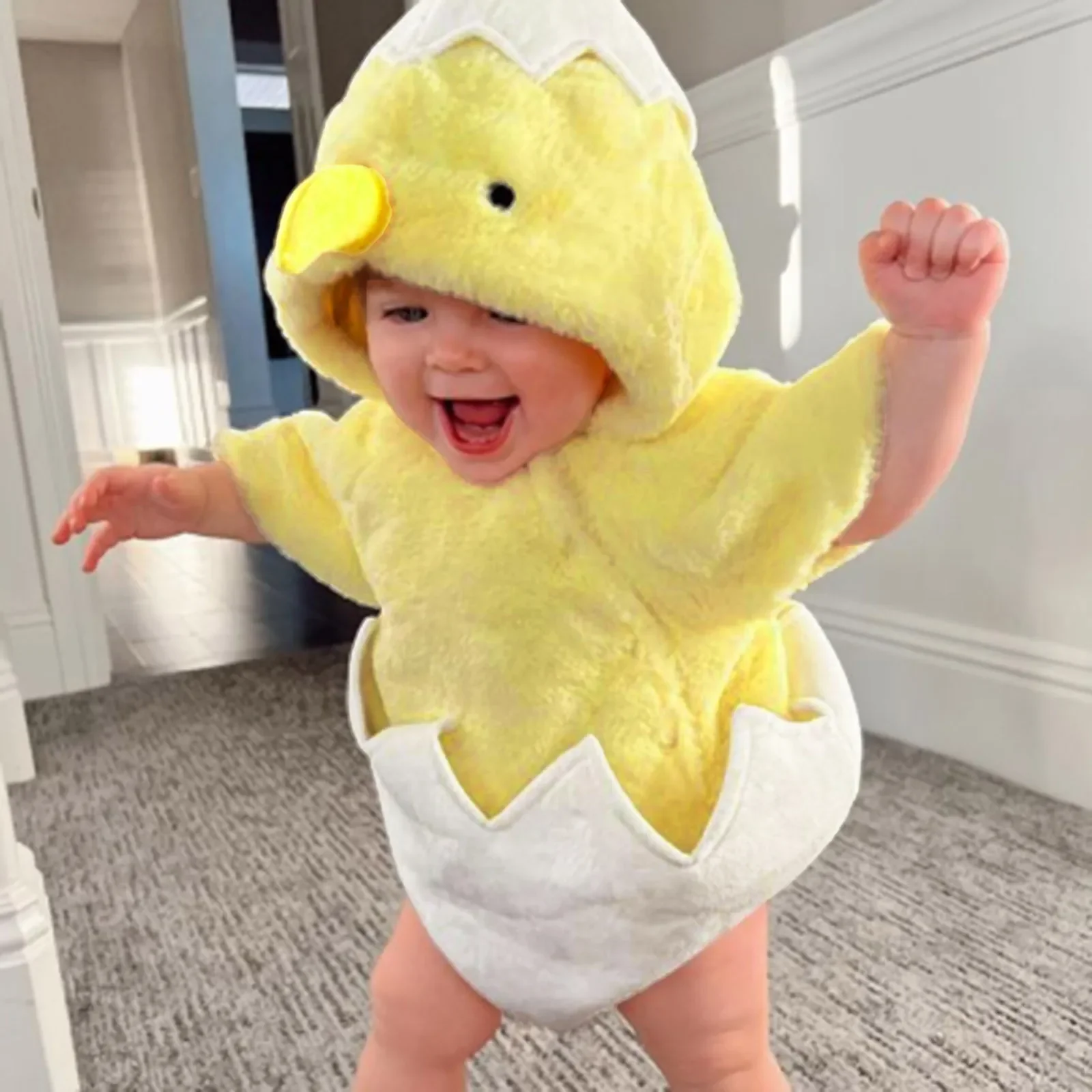 Nieuwe Baby Jongens Meisjes Kip Kostuum Korte Mouw Snap Up Pluche Romper Pasgeboren Chick Ei Kostuum Baby Kleding Kerstfeest