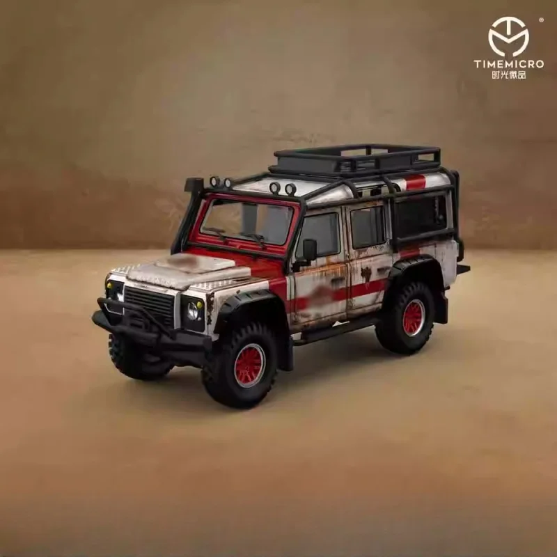 1:64 T M1:64 Land Rover Defender dinosaur, alloy die-cast static miniaturized car tide play model, boy collection holiday gift.