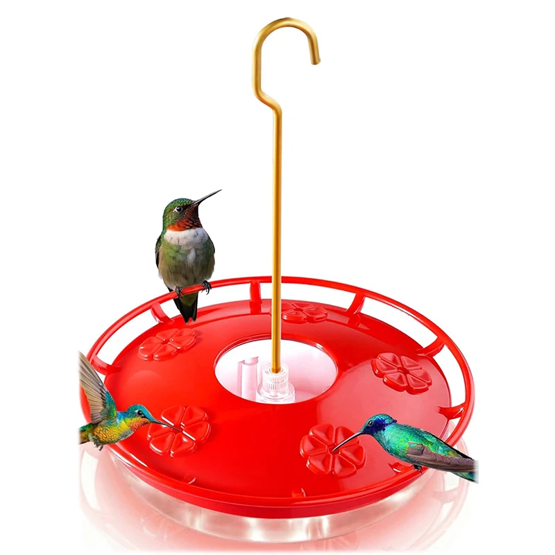 Comederos para Colibríes para Exteriores, Comedero Tipo Plato con Foso Anti-Hormigas Integrado, 5 Puertos de Alimentación a Prueba de Abejas, Fácil de Limpiar