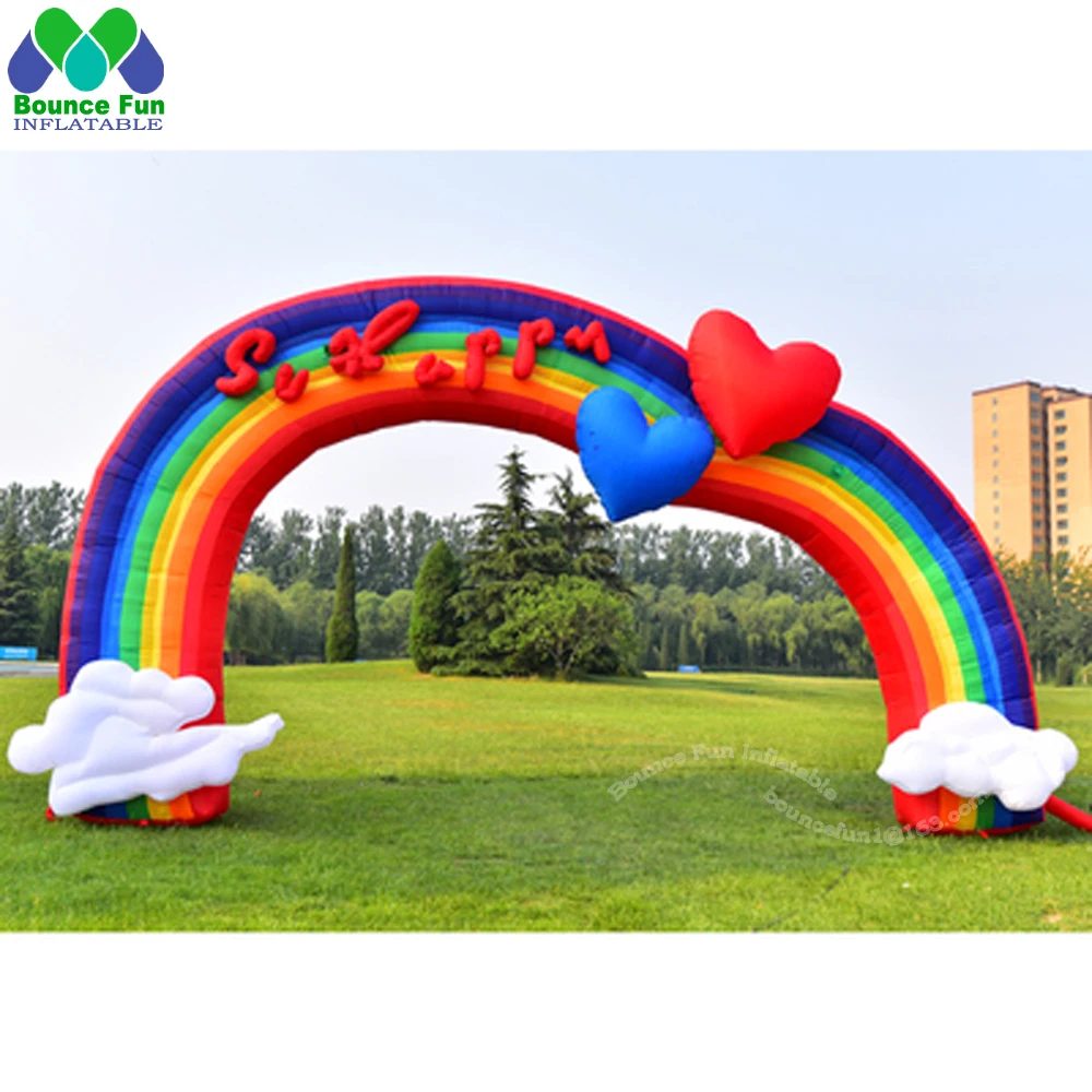 Party Decoration 10m Inflatable Arch Colorful Events Supply Outdoor Exhibition Rainbow Wedding Opening Ceremony Advertising Tool