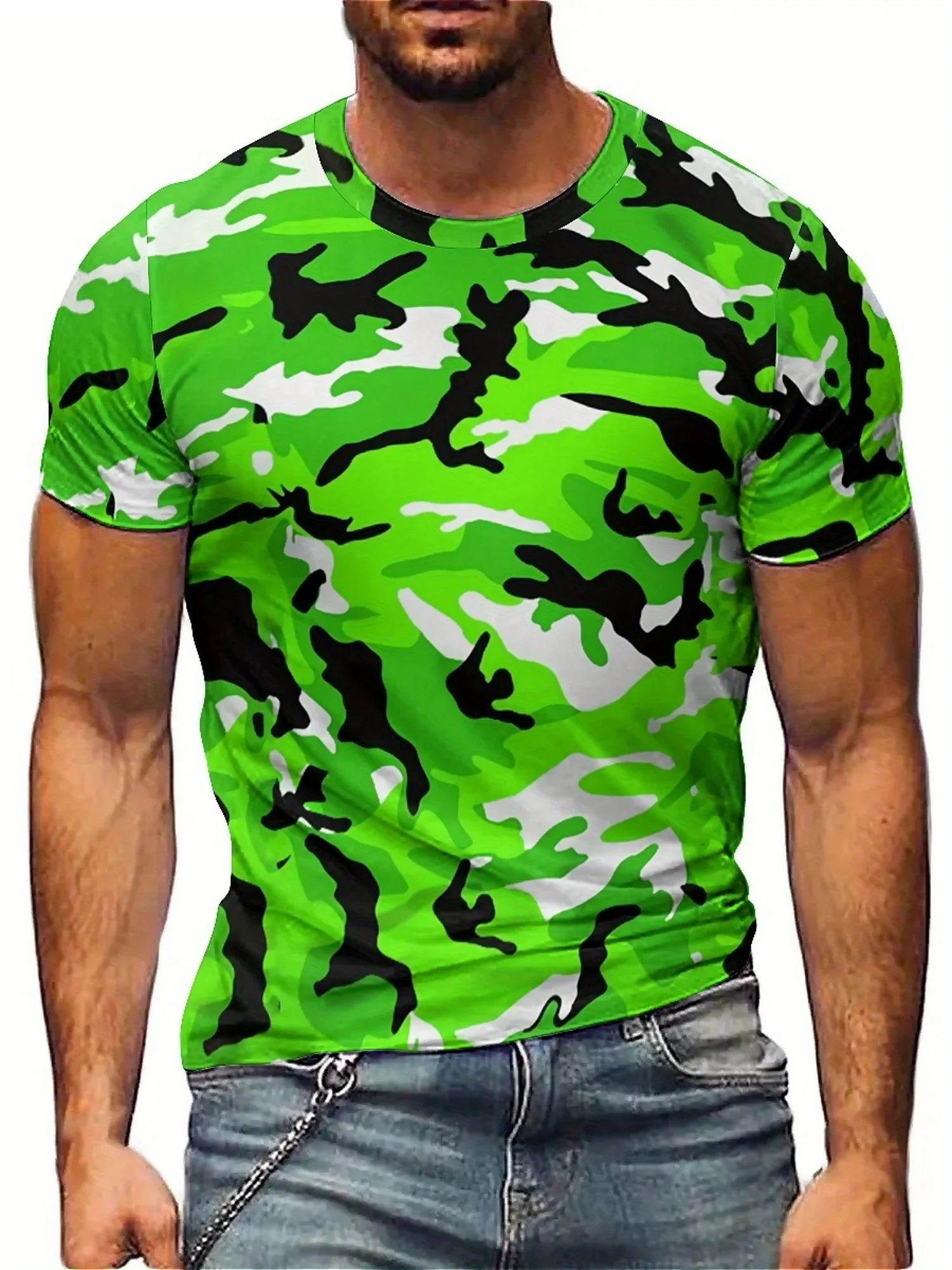 

Men's & Women's 3D Print Camouflage Short Sleeve T-Shirt - Lightweight Breathable Polyester, Geometric Camo Design