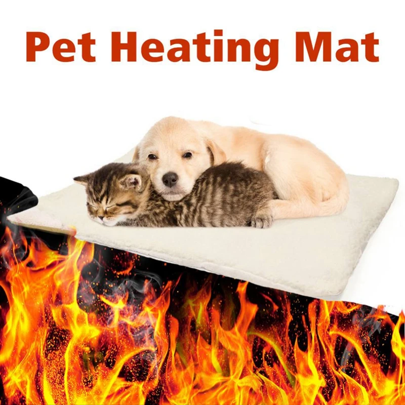 

Pet Dog Cat Heating Pad Winter Auto-Heating Blanket Warming Plush Bed Cushion with Thermal Body Heat Reflecting Cord Pad 60x45cm