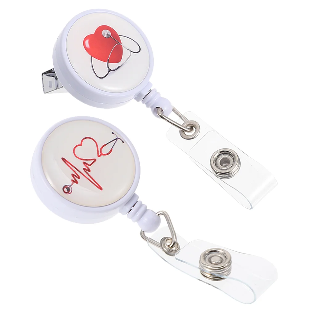

2 Pcs Easy-to-pull Badge Id Tag Holder Retractable Clip Nurse Holders Coat Portable