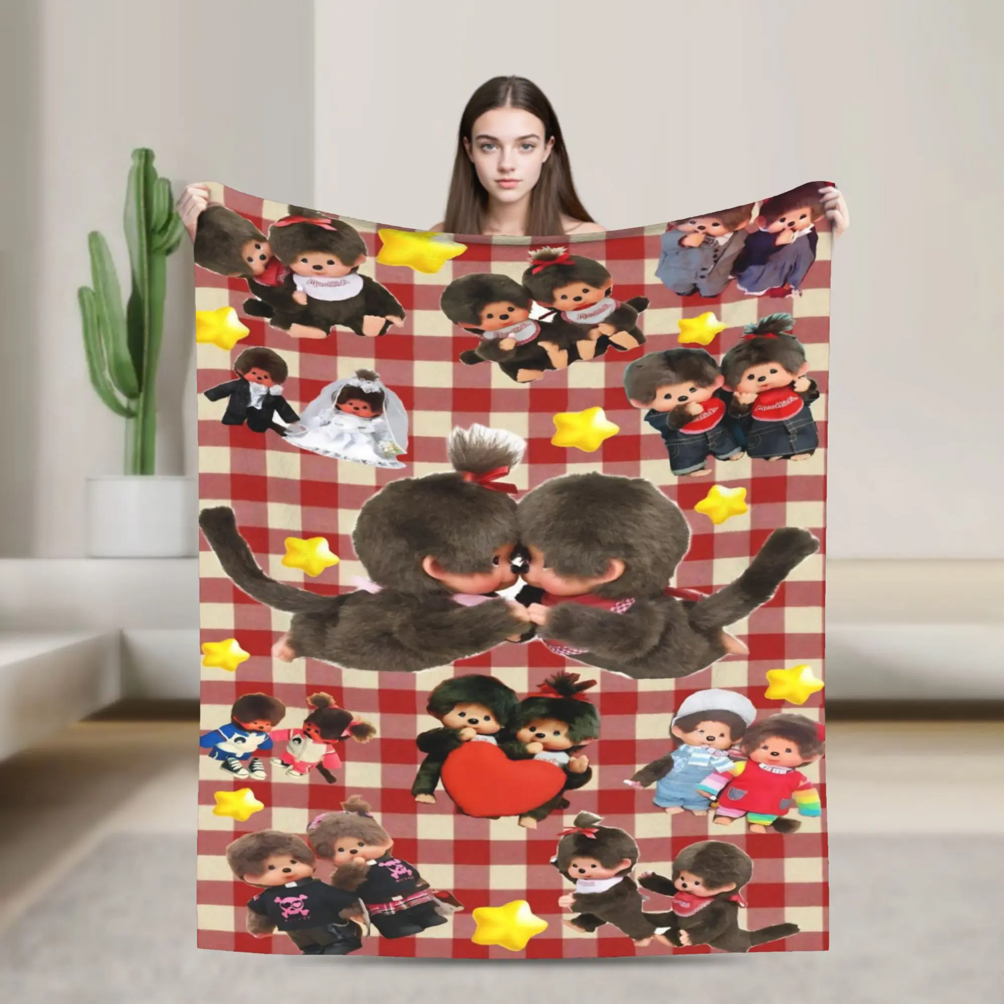 Monchhichies Blanket Ultra-Soft Velvet Cute Gifts  Throw Blanket Plush Thin Quilt