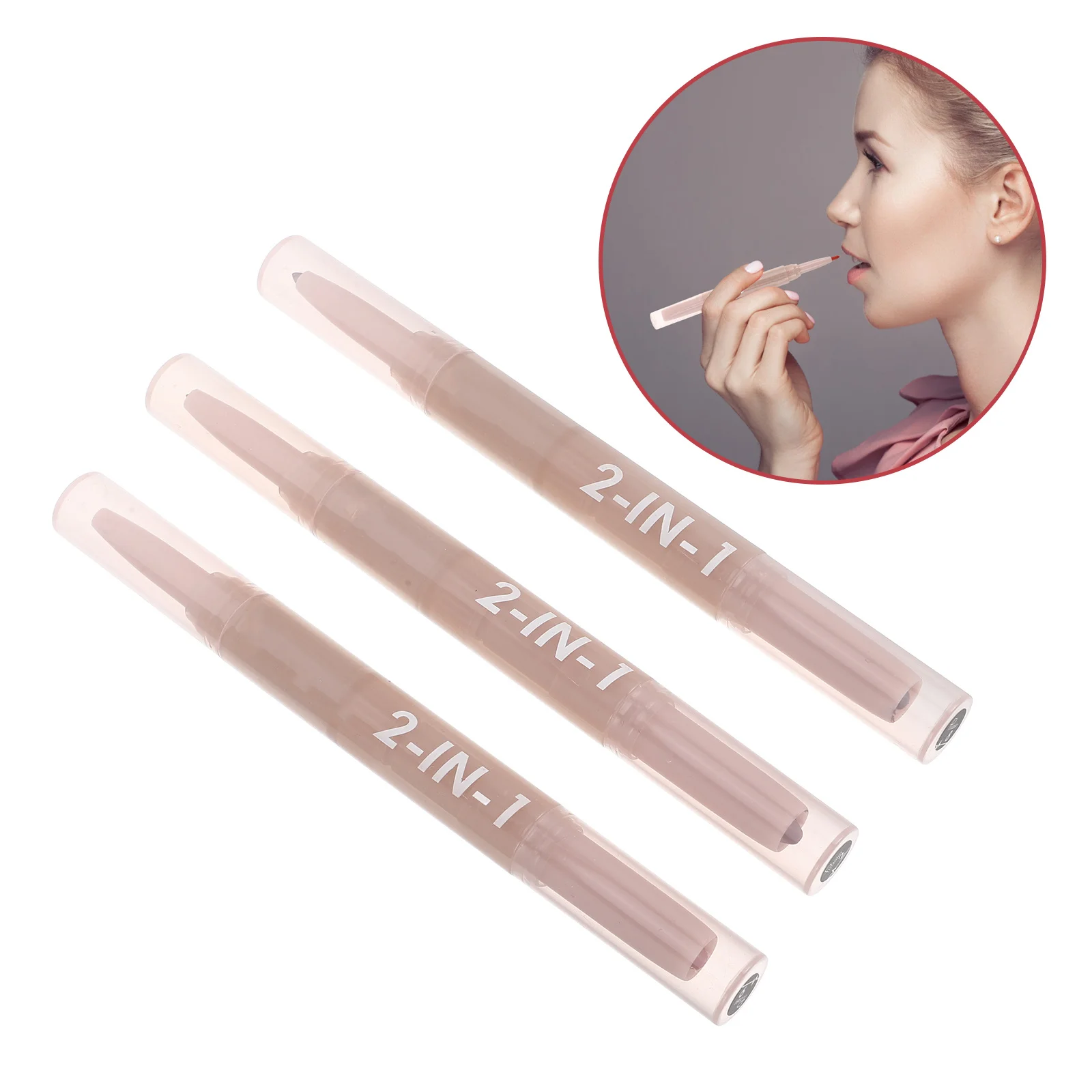 3 pezzi set di matite per labbra opache Dualended penna per rossetto a lunga durata trucco per labbra pennarello per labbra set di matite per labbra per trucco