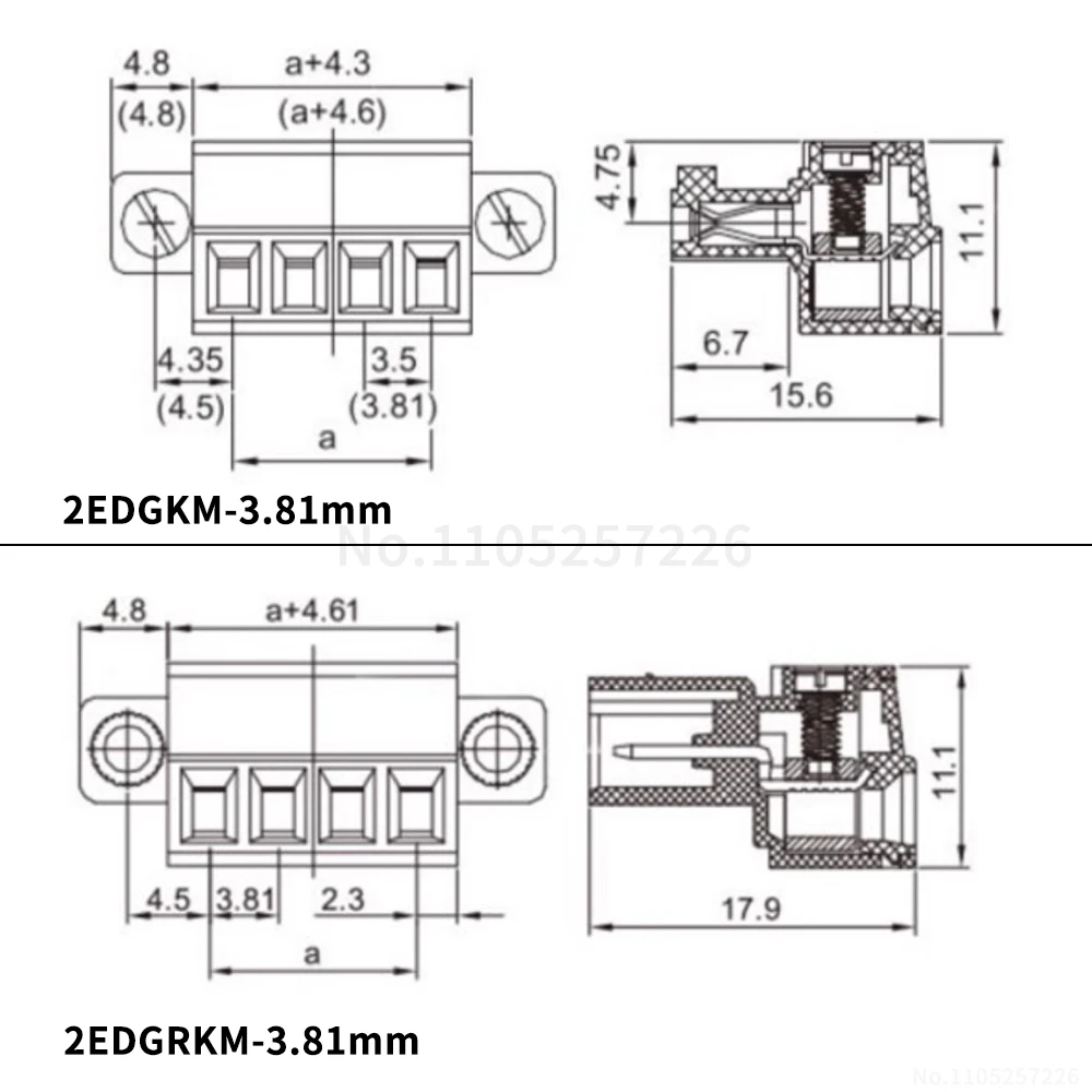 (1 Set) KF 2EDGRKM 2EDGKPM - 3.81 mm Flanged, Plug-in, Tabbed Plug and Socket Terminal Block Set 2~24P 15EDGKM 15EDGKPM 3.81
