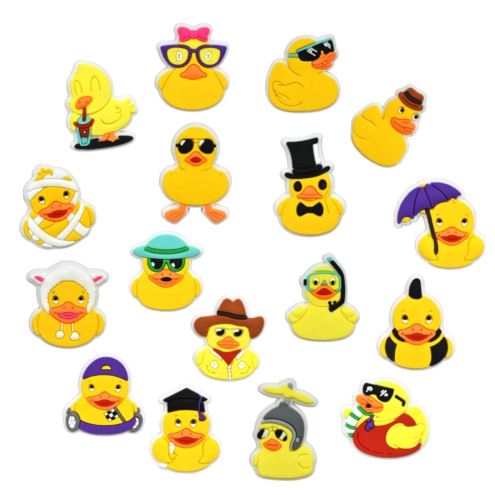 Cute Duck Summer Shoe Charms Pin for Crocs Accessories Charms Clogs Bubble Slides DIY Shoe Decoration Buckle Friends Party Gift