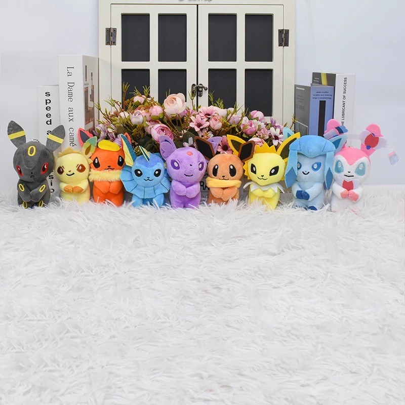 Kawaii Pokemon Eevee Umbreon Espeon Vaporeon Sylveon Plush Keychain Toys Jolteon Leafeon Glaceon Flareon Peluche Pendant Dolls