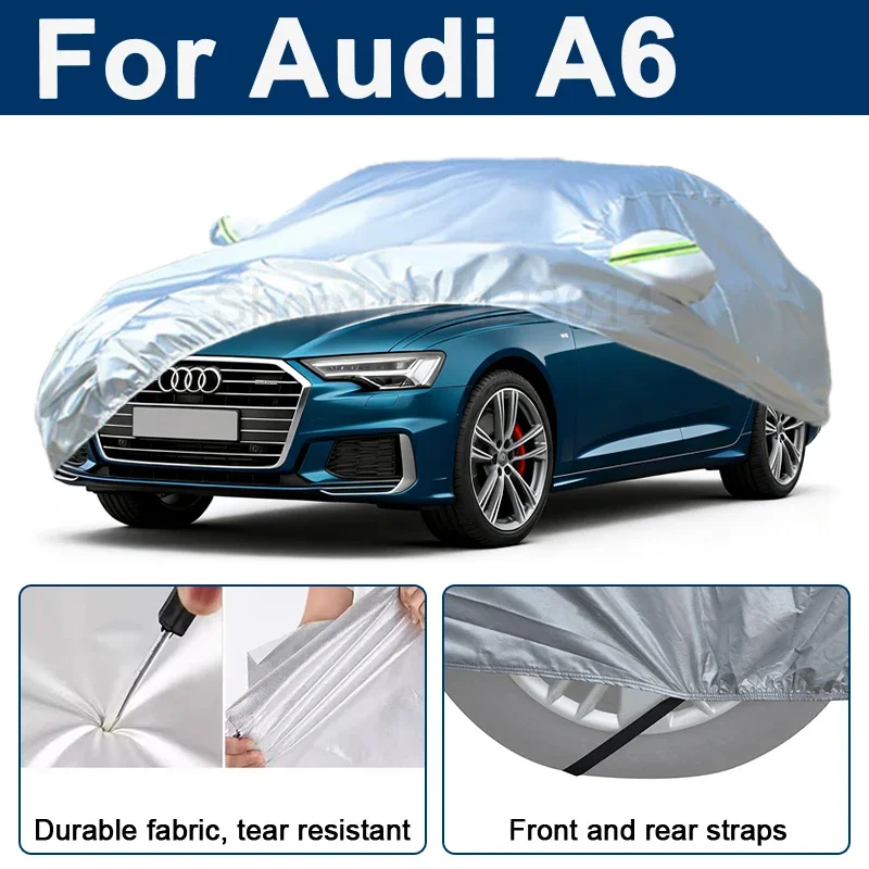 

Outdoor Full Car Cover For Audi A6 with Reflective Strips Waterproof Snowproof Dustproof UV Protection Auto Exterior Accessory