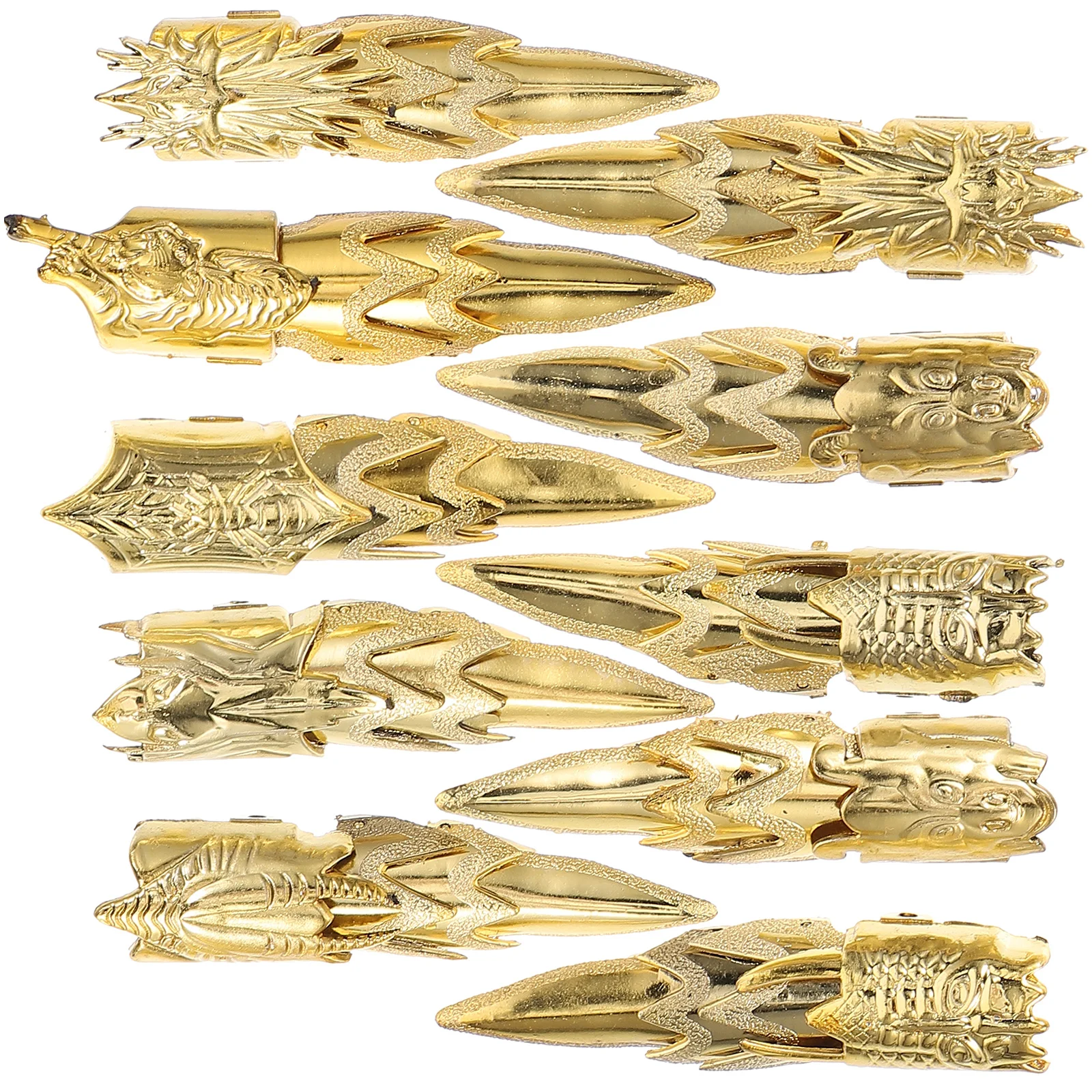 

10 Pcs Finger Jewelry Claws Halloween Witch Decor Fake Golden Hand PP Material Comfortable Wear Dragon Patterns Design