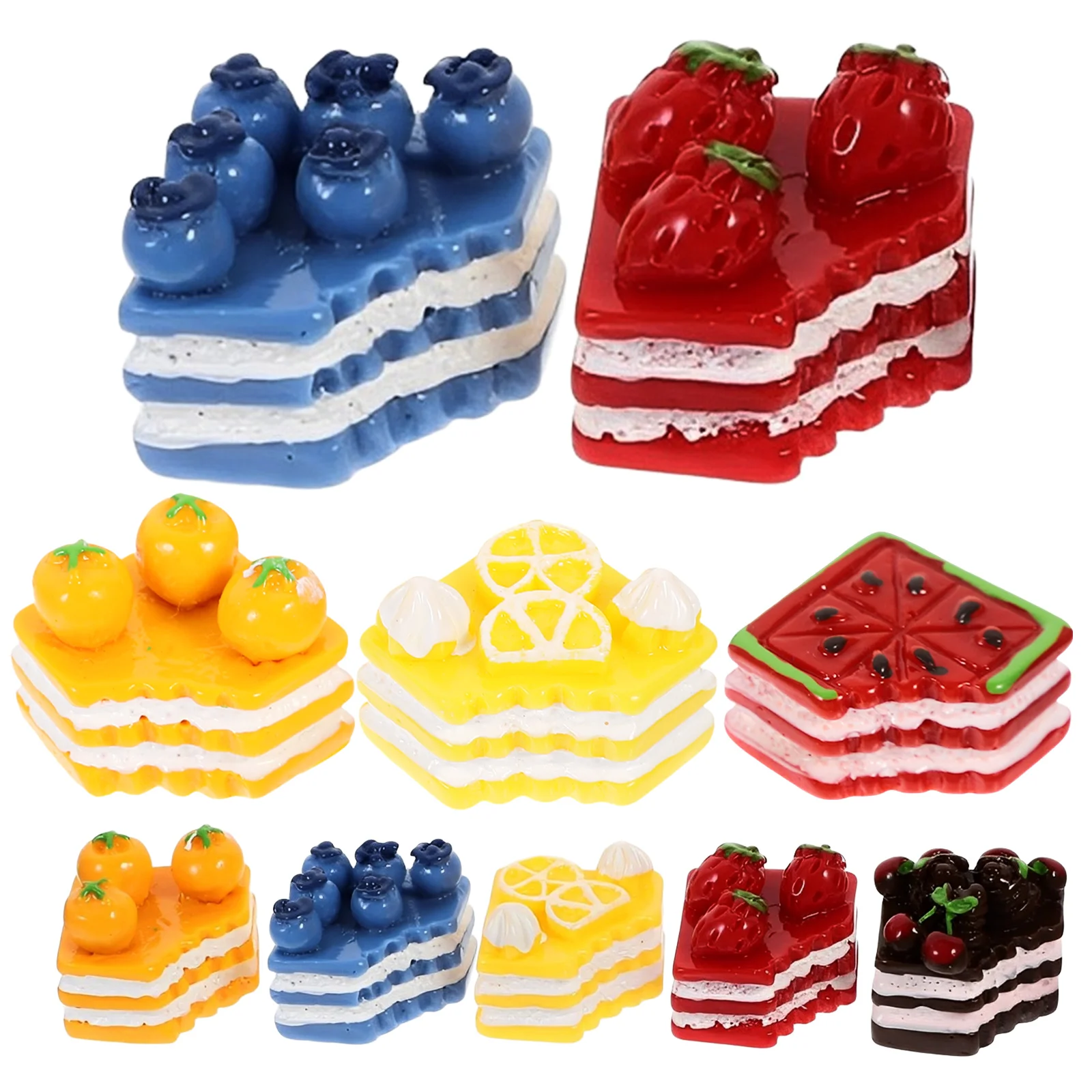 

12pcs Resin Cake Miniature Food Crafts For Pretend Play Kitchen Scene Decor Mini House Ornament Educational