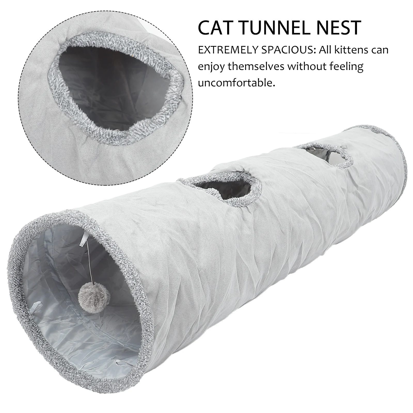 

Collapsible Cat Nest Suede Fabric Pet House Foldable Spacious Scratching Fun Indoor Outdoor Grey Suede Fabric L