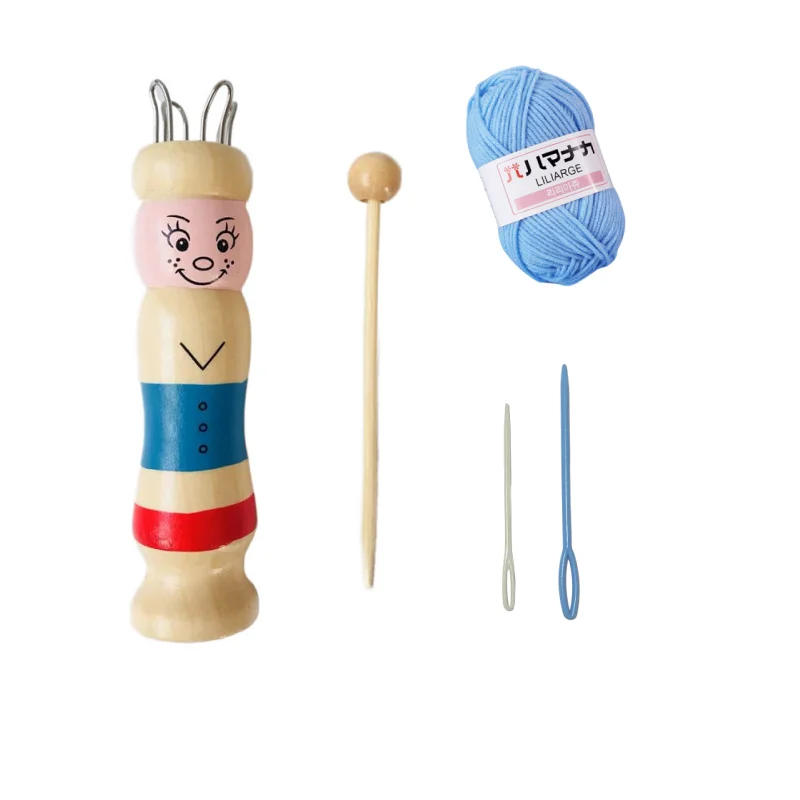 

5PCS DIY Wooden Doll Knitter Set Knitting Rope Loom Braided Maker Yarn Wool Accessory Wooden Knitting Loom Rope Weaving Tools