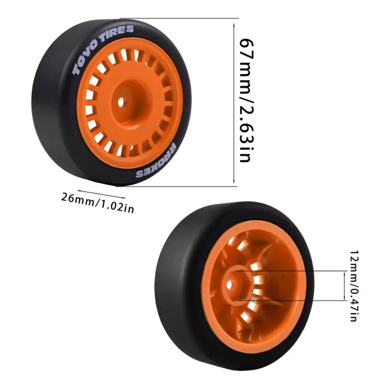 BEDW-4Pcs 1/10 RC Rally Drift Slick Tires For MJX 10303 10304 LERLAO XTS-S10 For TRAXXAS Ford RC Rally Car Replacement Parts