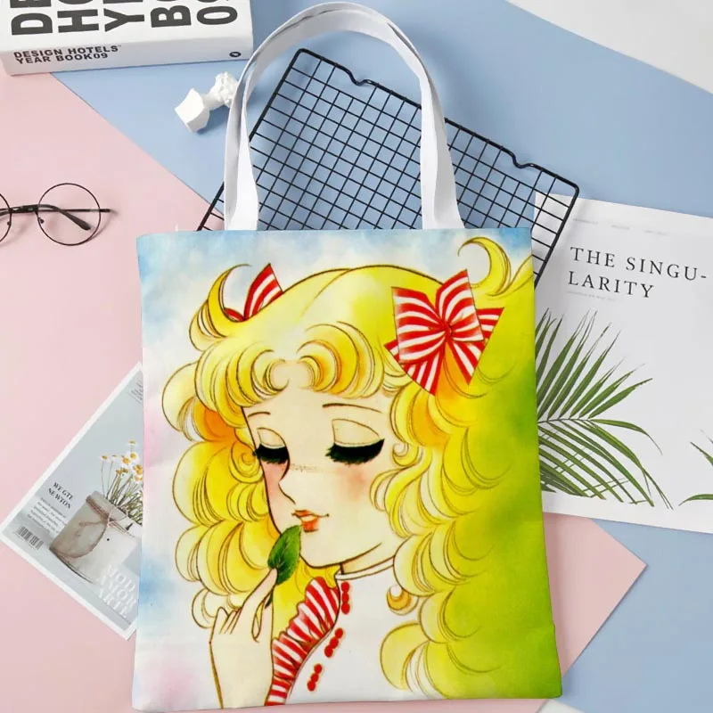 Tote Bags Candy 003 Anime Print Fabric Eco Handbag High Capacity Shopping Office Reusable Casual Shoulder Bag 1016WJY