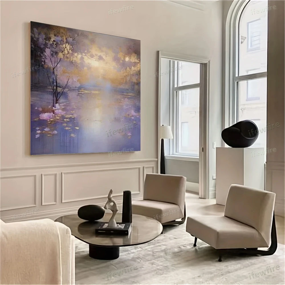 100%Hand-painted oil painting abstract gold leaf woods implying wealth and noble canvas painting modern home decoration painting