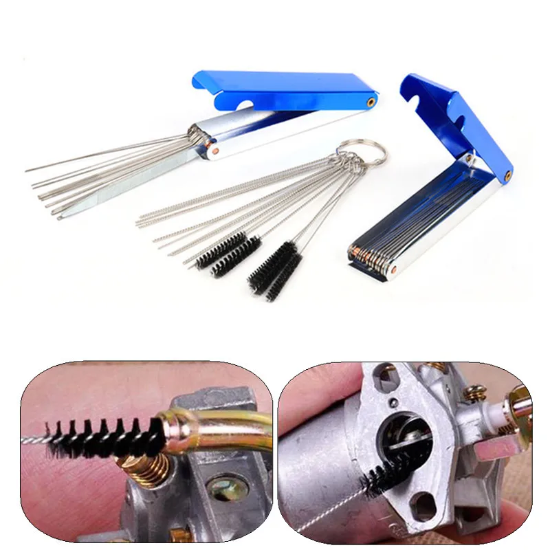 1Set Carburetor Carbon Dirt Jet Remove Cleaning Needles Brushes Cleaner Tools for Automobile Motorcycle ATV Welder Carb Chainsaw