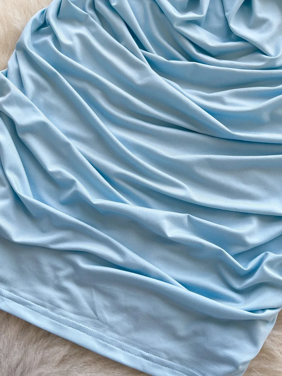 Foamlina Vacation Outfit Tube Dress Women Fashion Metal Buckle Sleeveless Bandeau Cinched Waist Bodycon Mini Dress