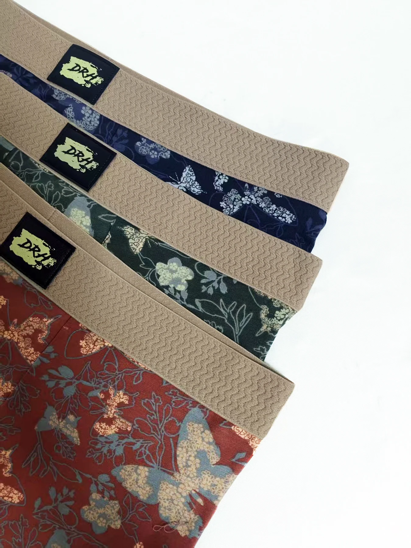 Men's 8-Pack Cotton Boxer Briefs - "DRH" Logo Waistband, Butterfly Floral Pattern Assorted Color Underwear Set