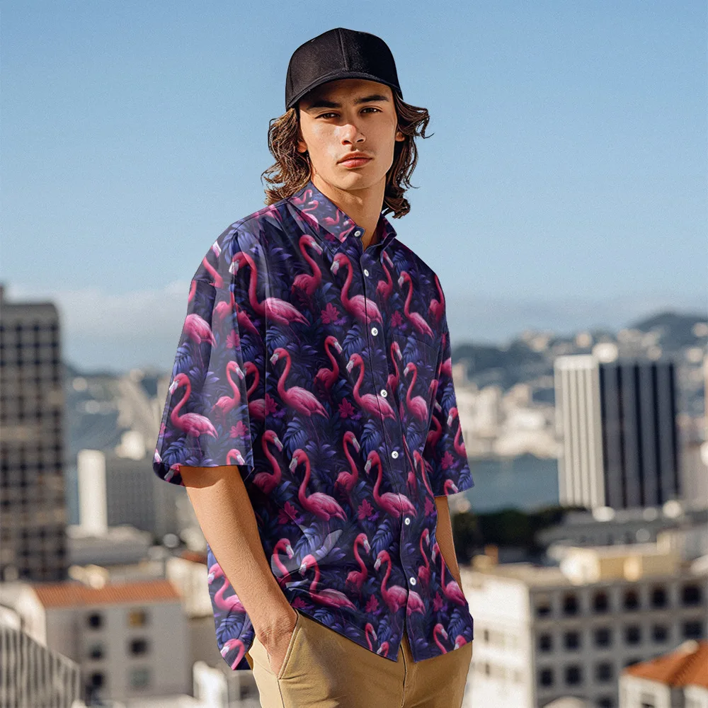 2026 Independent Site New Men's Short-Sleeve Collared Shirt Short-Sleeve Summer Fashion Beach Hawaiian Short-Sleeve Shirt