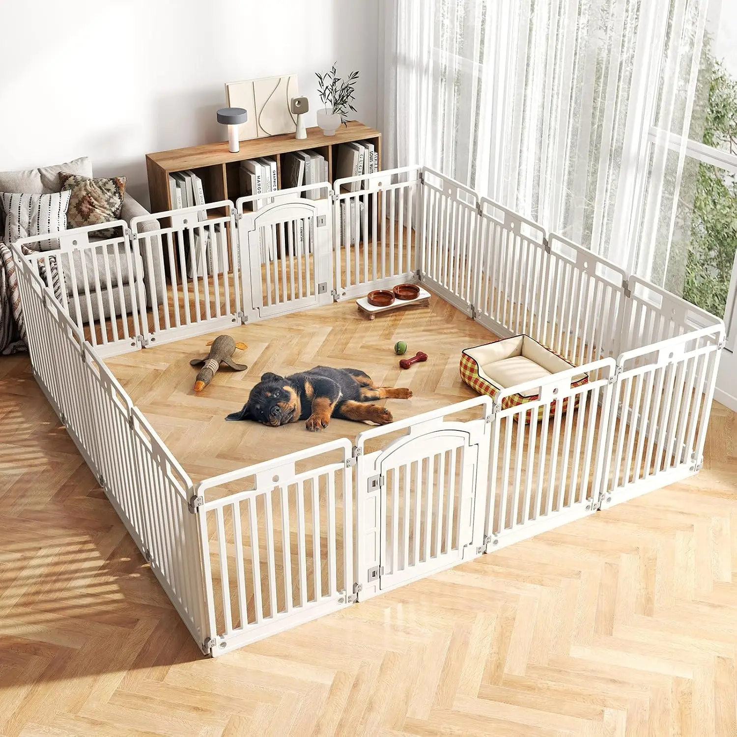 Plastic Pet Playpen 16 Panel With Door 32 Inch Tall Portable Indoor Outdoor For Small Medium Dogs Puppies, Customized