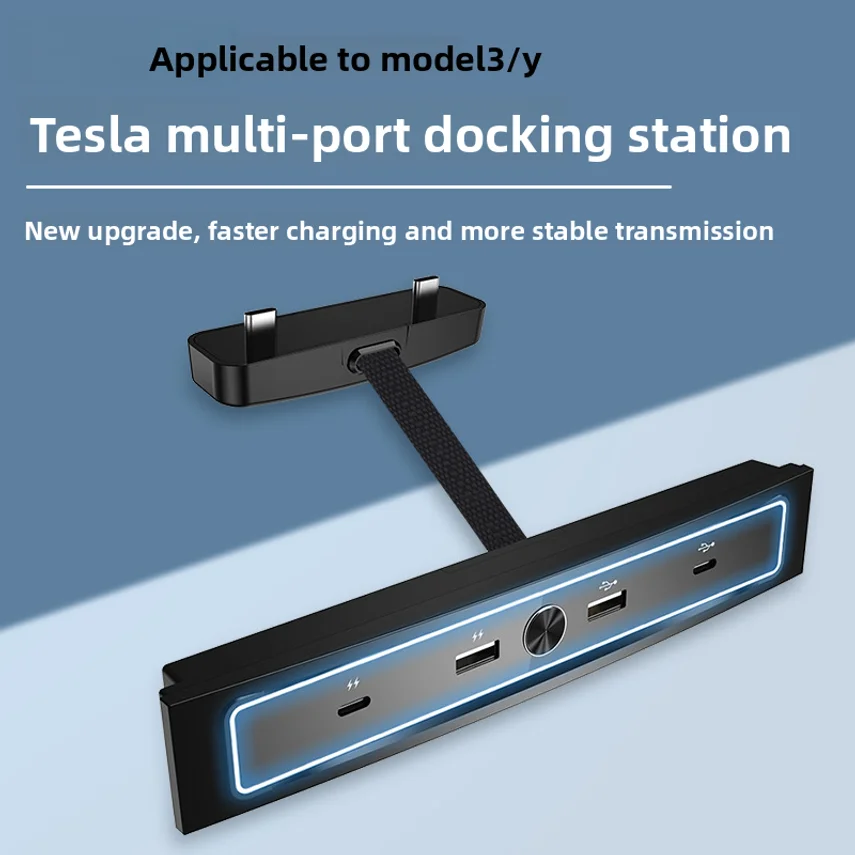 Suitable For Tesla Model 3/y Central Control Multi-port Expansion Dock Usb Hub Pd Fast Charging