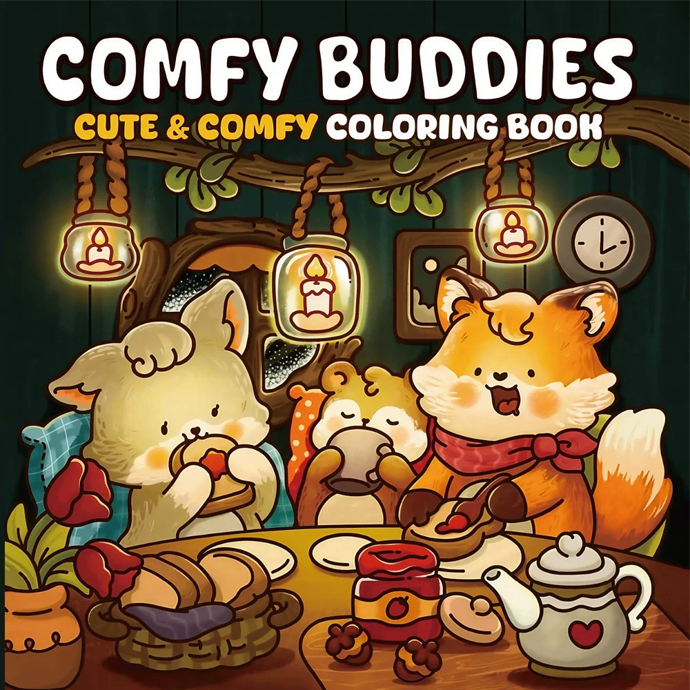 Comfy Buddies Cute & Comfy Coloring Book for Adults Cute Drawing Book Perfect Gift for Party and Birthday
