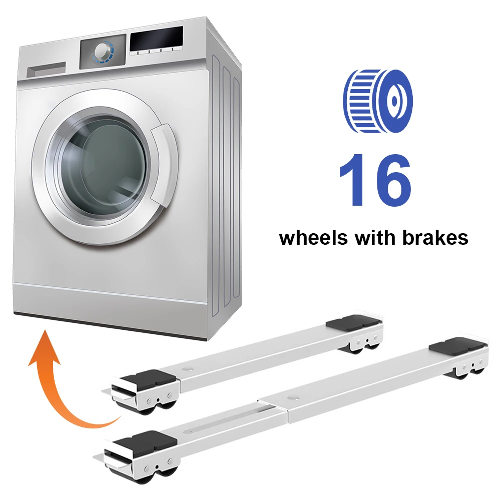 2Pcs Rail with Wheels Non Slip Refrigerator Base Holder Mobile Roller Bracket for Washing Machines Refrigerator