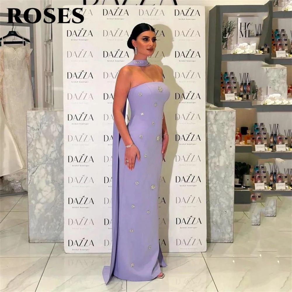 

ROSES Lavender Party Dress Вечернее платье без бретелек с драпировкой накидка فساتين السهرة Sparkling Accents для женщин по индивидуальному заказу