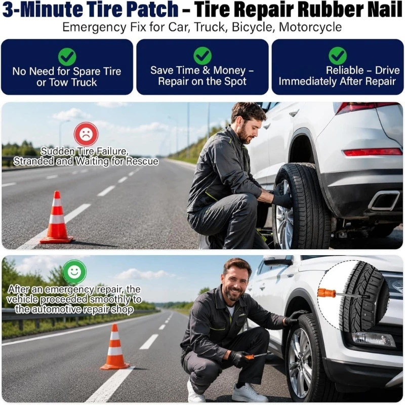Threaded Tire Puncture Insert for Tubeless Tires with Tapered Screw-In and X-Shaped Drive Recess for Guided H9EE
