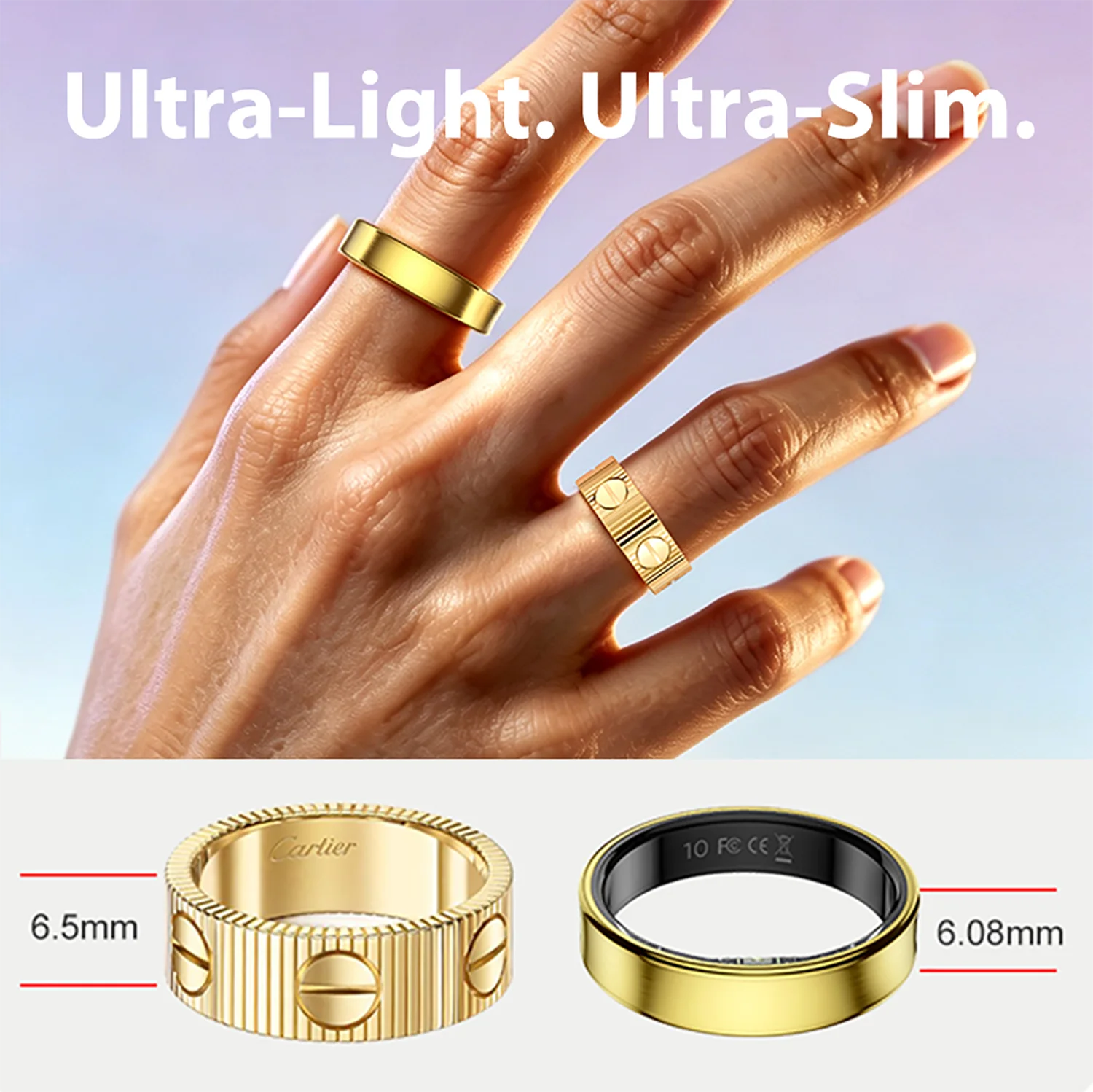 R22 Smart Ring Ultra-thin AI Health Heart Rate Sleep Monitoring 5ATM Waterproof Sport Fitness Tracker Smart Ring for Men Women