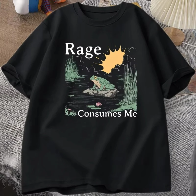 Rage Consumes Me T Shirt Frog Pond T-Shirt Vintage Style Men Women Tshirt Nature Lover Funny Frog Graphic Tshirts Unisex Clothes