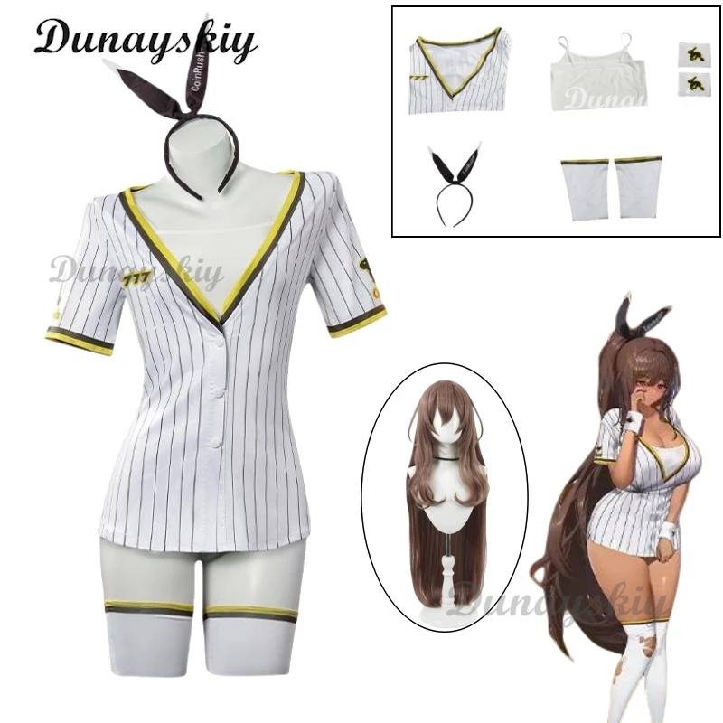 

Noir Cosplay Baseball Jersey Dress NIKKE Goddess of Victory Black Rabbit Costume Wig Sexy Sport Style Suit Headwear Socks Set