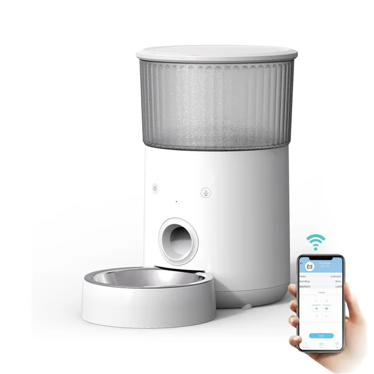 

WiFi Connected Smart Automatic Pet Feeder for Dogs Cats Voice Recording Rechargeable Battery LCD Display Eco-Friendly ABS