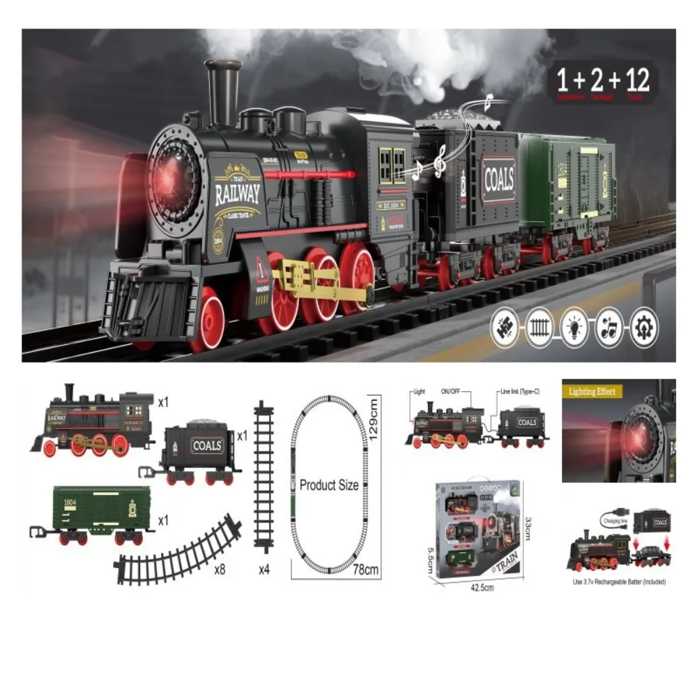 

Со звуком Ретро паровой поезд Высокоскоростной железнодорожный паровоз Электрический поезд Трек Набор DIY Kit Электрический железнодорожный завод Игрушки