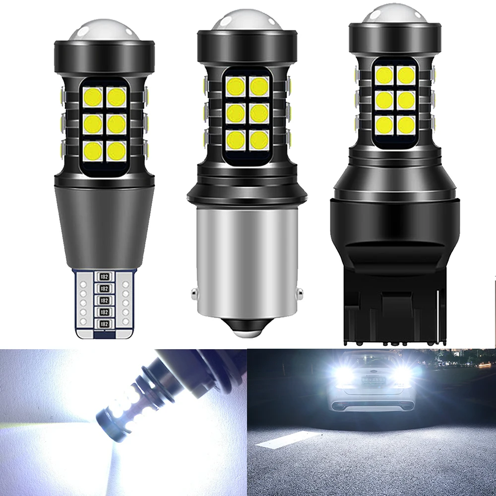 2Pcs 1156 P21W BA15S 7440 W21W High Power Auto Bulb White 12V Car Reverse Back Light T15 W16W 3030 Turn Signal Lamp LED WhiteT10