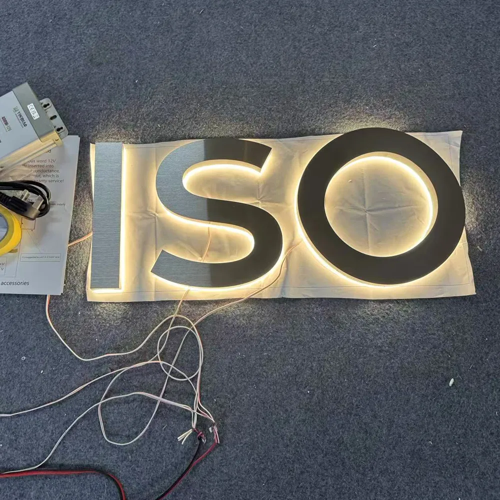Customized Metal LED Sign 3D Backlit Letters Personalized Business Logo Wall Decor Waterproof Outdoor Shop Signage