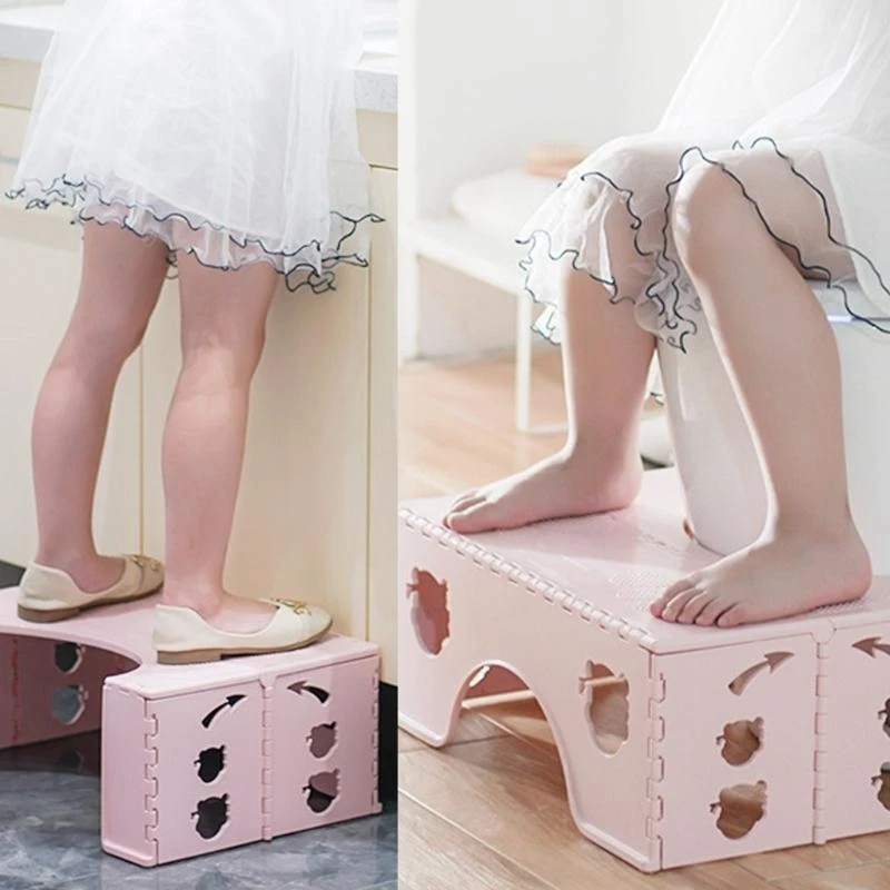 

(1 Pack) Toilet Step Stool with Storage Foldable Potty Training Step Stool for Kids & Adults, Bathroom Squatting Poop