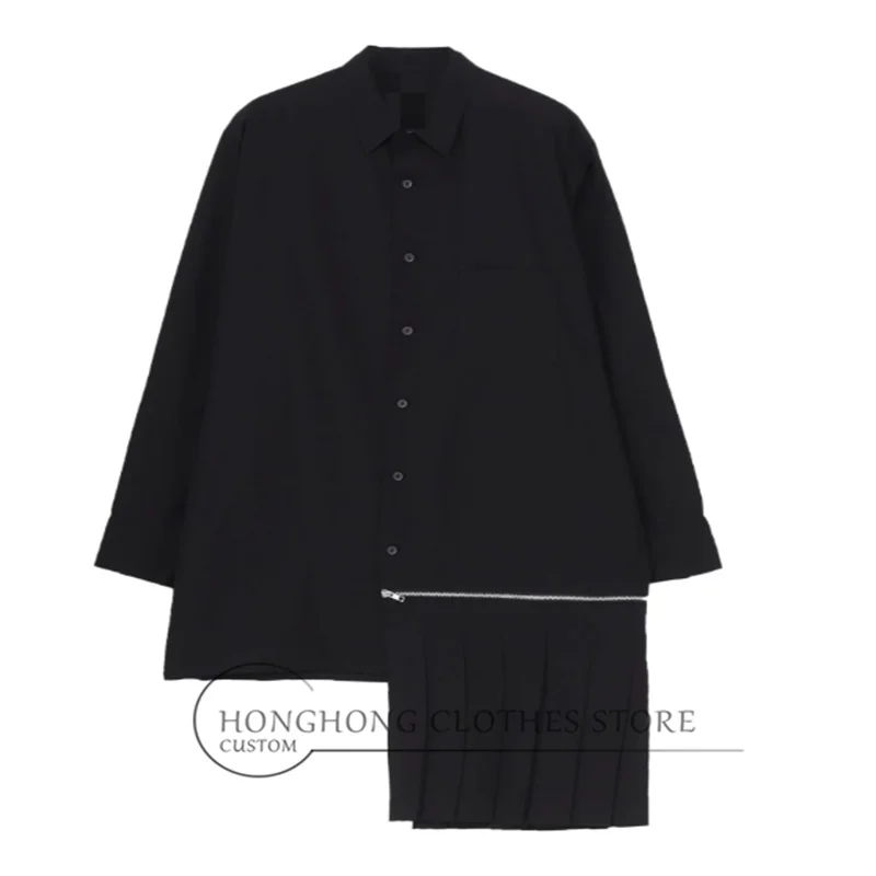 

2025 Новая цельнохлопковая односторонняя молния, съемная декоративная рубашка со складками