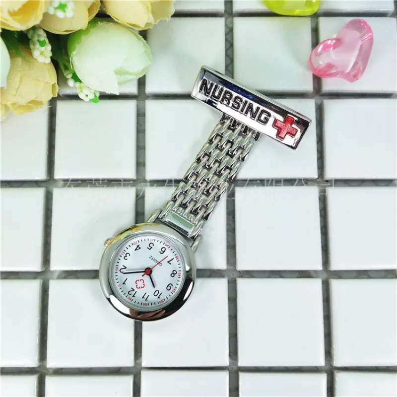 In Stock Factory Direct Sales Zinc Alloy Rectangular Nurse's Watch Luminous Pointer Face Nursing Watch Chest Watch